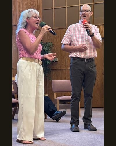 Wylie and Dawna leading worship at Needles SDA Church