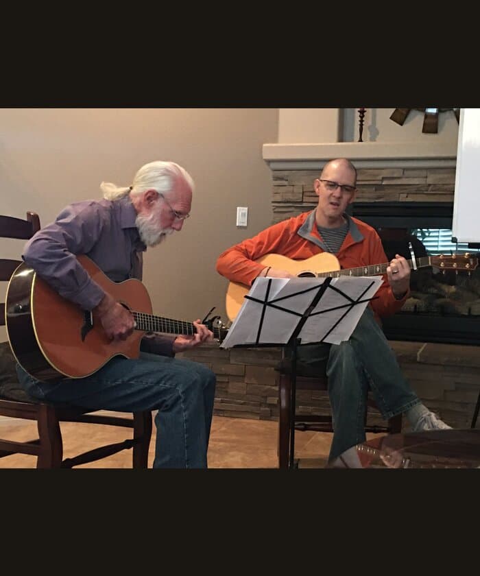 Wylie and friend playing guitars together
